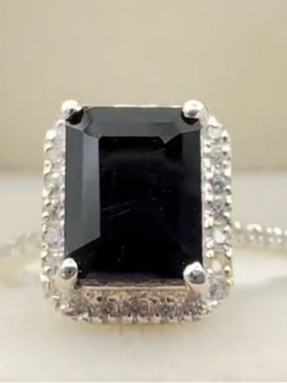 Emerald Cut Black Onyx
Ring, 925 Sterling Silver Ring